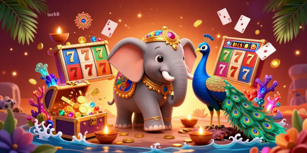 Engage with luck8's thrilling gaming experience featuring vibrant jackpot action with 3D animated characters.