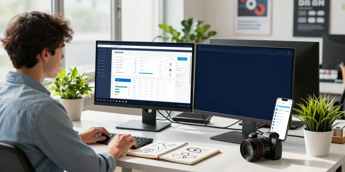 Marketing specialist analyzing instant indexing metrics in a modern workspace.