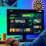 A user engaging with the S666.nyc online betting platform, showcasing various betting options and a vibrant atmosphere.
