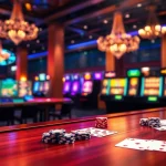 Experience thrilling gaming at the Cổng game Go8, featuring poker tables and vibrant slot machines.