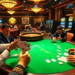 Players enjoying high-stakes blackjack at a luxurious TR88 casino table.