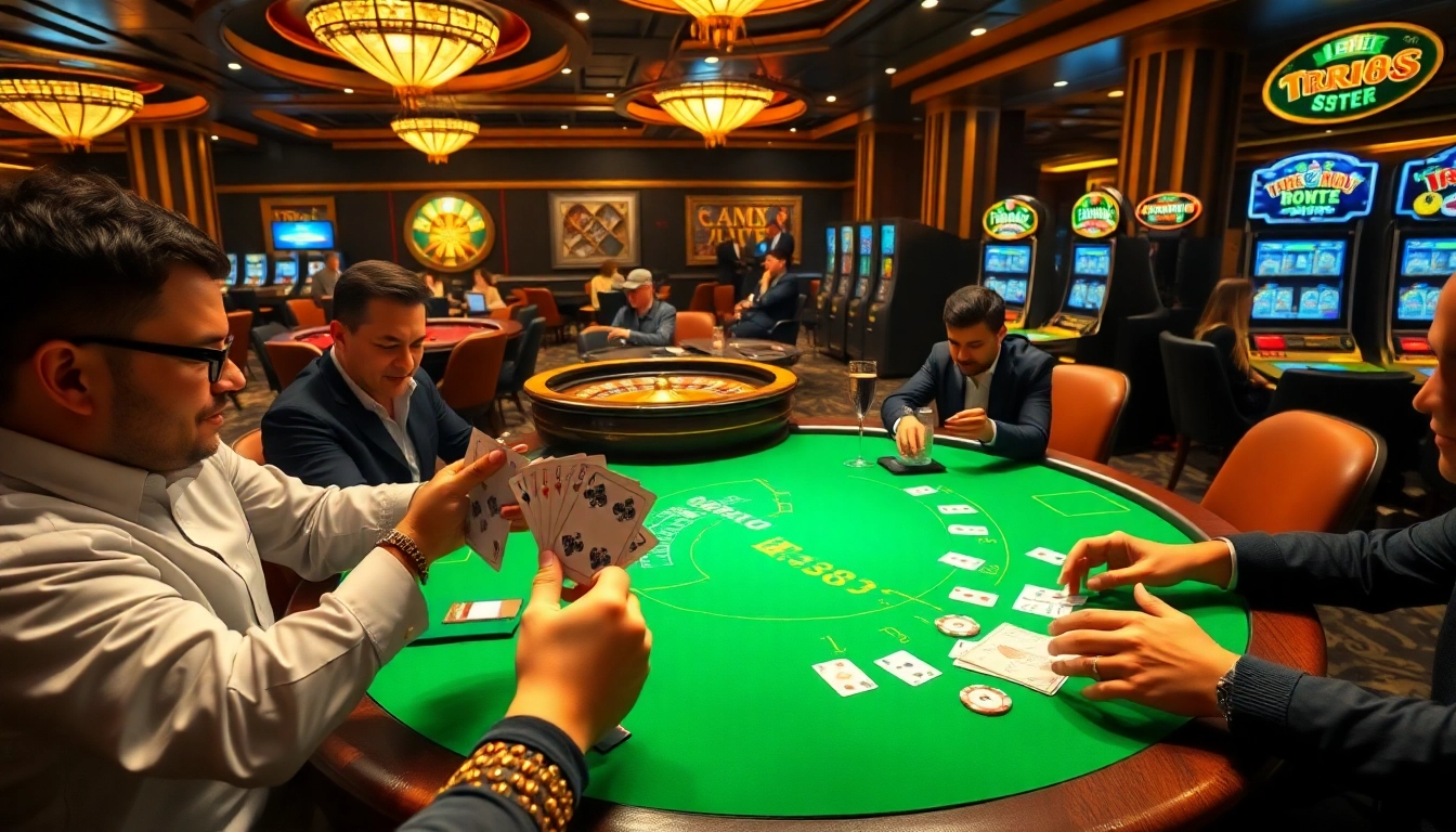 Players enjoying high-stakes blackjack at a luxurious TR88 casino table.