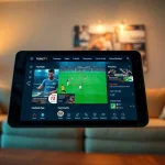 Xoilac TV interface on a digital device, showcasing live football and user features, joemadfan.com