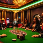 Players engage in a thrilling poker game at 789F's luxury casino table.