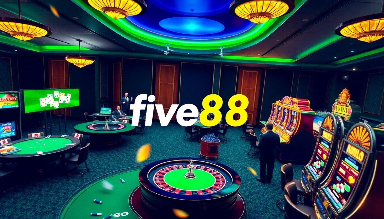 Experience the excitement of slots and poker games at https://five88.za.com/ in a modern luxurious casino setting.