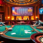 Experience excitement at https://uu88.bio/ with a luxurious casino scene highlighting poker and roulette action.