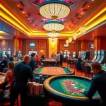 A vibrant casino scene capturing players enjoying a game of poker at fun88's upscale tables.