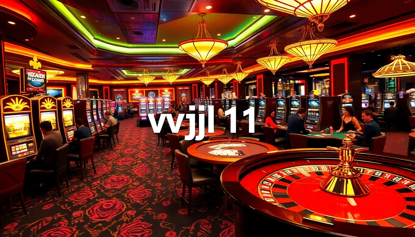 Players enjoying a thrilling night at the casino with vvjl 11-themed slot machines and vibrant gaming tables.