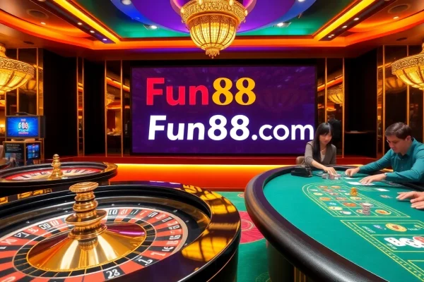 Experience the vibrant gaming atmosphere at Fun88 com with roulette and blackjack excitement.