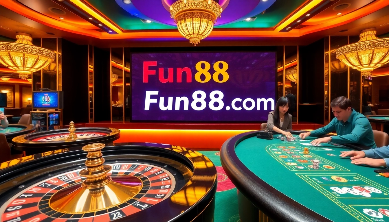 Experience the vibrant gaming atmosphere at Fun88 com with roulette and blackjack excitement.