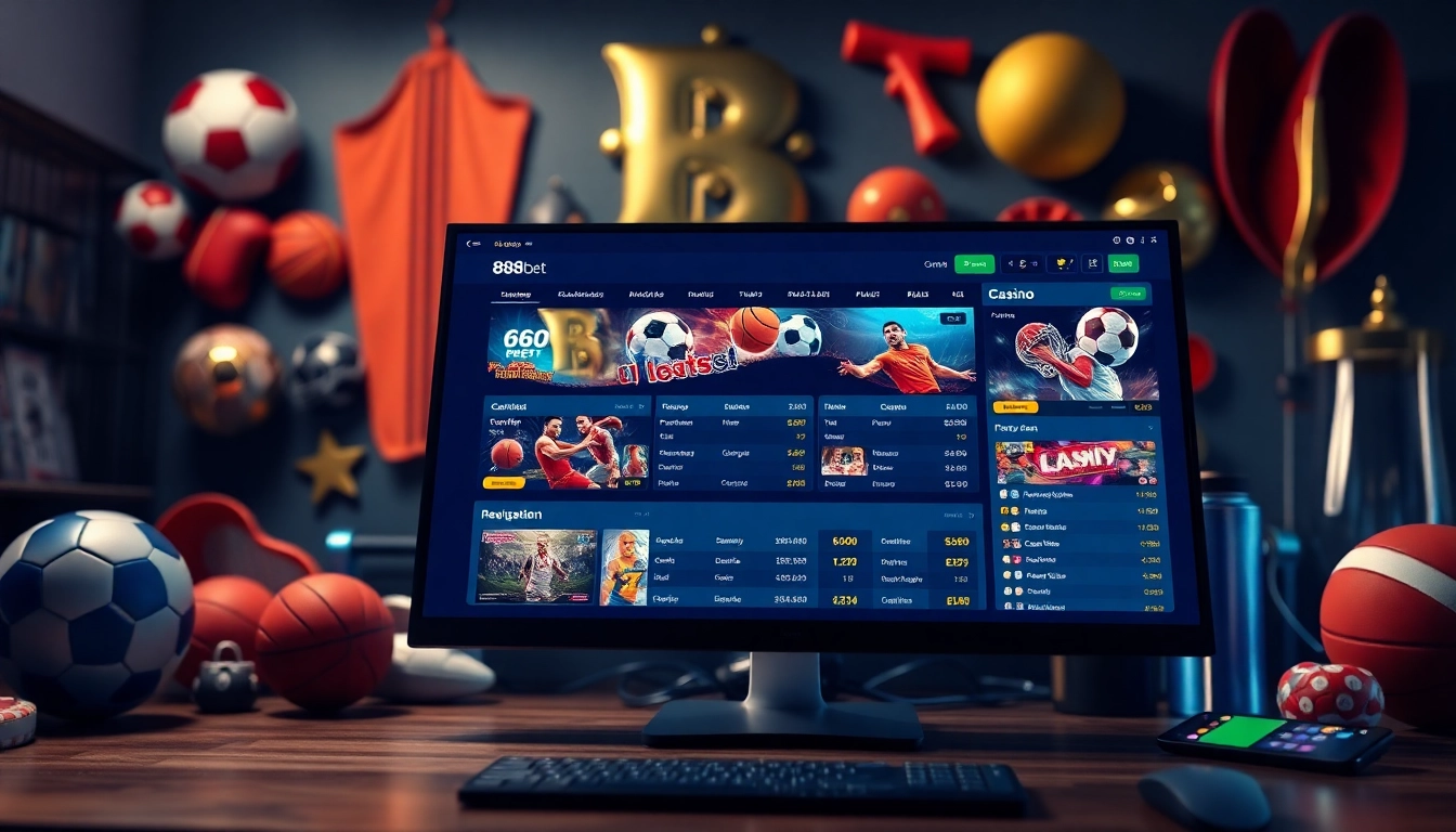 Explore the user-friendly online betting interface of 888b.bet with vibrant sports options and casino games.