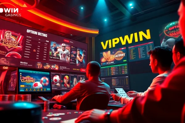 Exciting gaming experience at okvipwin.live featuring sports betting and casino games in a vibrant atmosphere.