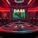Players engage in high-stakes poker as they analyze DA88 betting odds in a luxurious casino setting.