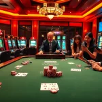 Experience thrilling action at AX88 with players engaged in poker and roulette in a vibrant casino atmosphere.