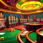 Experience thrilling gameplay at https://jtg88.com/ with a lavish casino atmosphere featuring poker tables and slot machines.