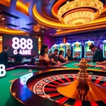 Experience the thrill of 888VND GAME with players betting at a luxurious casino setting.