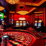 Players engaging in thrilling gameplay at the LuckyWin casino, featuring roulette and slot machines.
