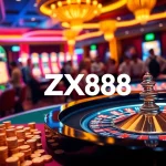Experience the thrill of ZX88 at a luxurious casino with roulette, slot machines, and eager players.