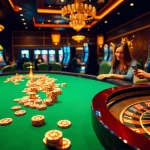 Exciting casino gaming scene with players engaged around a luxurious poker table and roulette wheel, showcasing the thrill of 8XX betting.