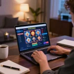 Engaging in online casino gaming on SHBET with vibrant visuals and strategic focus.