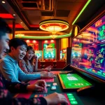 Tài xỉu online players enjoying a thrilling game round in a vibrant online casino setting