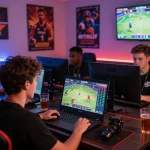 Engaged players at home gaming about live matches on https://ga179.press/ showcasing vibrant betting atmosphere.