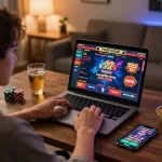The person enjoys online gambling while engaging with vibrant casino games on their laptop at home, showcasing the excitement of https://www.bearcreekwatershed.org/macroinvertebrates.