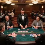 Engaged players at an upscale baccarat table showcasing the excitement of gambling at https://www.mnm88.com/.