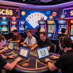 Engaging players at SC88 trang chủ celebrating wins in a vibrant online casino environment.