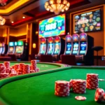 Experience thrilling online gambling with WW88's vibrant casino scene featuring tables, chips, and slot machines.