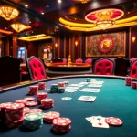Experience the excitement of gaming at tylenhacai7.com with vibrant casino visuals showcasing poker action.