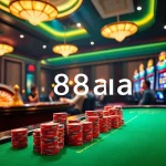 Players engaging at a poker table in an exciting 88aa casino setting.