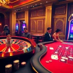 Experience thrilling gambling action at ee88a.co.com with an exciting casino scene featuring roulette and blackjack.