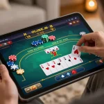 Live action from tr88 trang chủ with intense poker strategy in a cozy home setup.