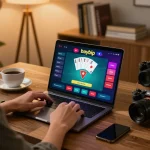 Engaging online poker gameplay on bayvip app in a cozy gaming setup.