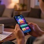 Engaging gaming moment on 8day app, showcasing mobile betting with vibrant graphics