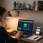 Engaging in tỷ lệ nhà cái analysis through an online sports betting setup for strategic decision-making.