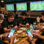 Exciting sports betting scene featuring nhandinhkeonhacai app in use