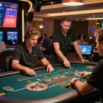 Players enjoy debet's thrilling online live dealer games, interacting with dealers at roulette table.