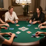 S666no1 engaging in vibrant poker gameplay during a luxurious home game night setup.
