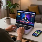 Engaging online casino setup showcasing 33win33win user's live dealer game experience, emphasizing strategy and responsible play.