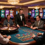 The excitement of kkwin2 players placing bets at a roulette table in an elegant casino setting