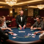 Experience high-stakes gameplay at qh88go, where elegant poker tables attract skilled players.