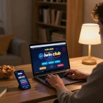 Engaging with the iwin club online gaming interface in a cozy home environment.