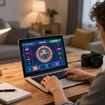 Engage in thrilling online roulette gameplay on abc8go from home, showcasing interactive interface and cozy atmosphere.