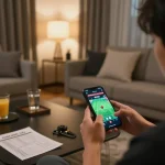 Xem Phát sóng trực tiếp đá gà trên smartphone trong một không gian phòng khách ấm cúng, hấp dẫn và năng động.