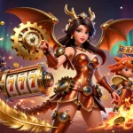 Experience the excitement of Lucky88 with a 3D illustration featuring vibrant slot reels and dynamic gaming elements.