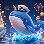 Join the fun at vaobet with vibrant casino elements featuring whales and playful dolphins.