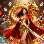Engage in thrilling casino gameplay with 66b as the warrior queen commands her dragon amidst festive decorations.