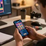Player engaging with fabet88z casino app on smartphone during exciting online gameplay